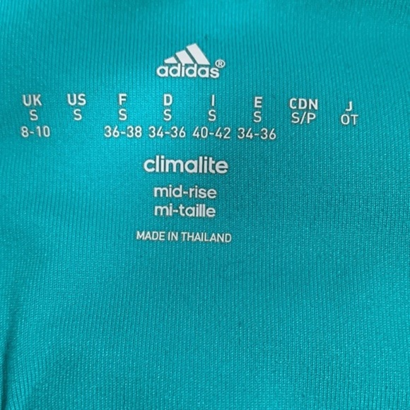 Adidas Climalite Mid-Rise Blue & Green Speckled Cropped Leggings - Picture 8 of 9